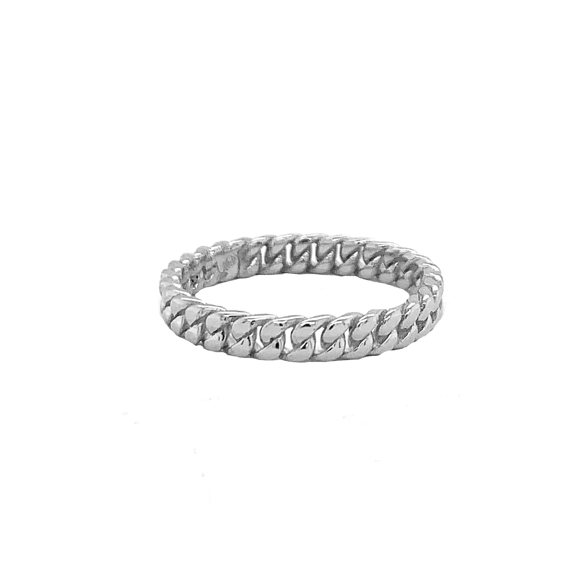 3 mm Silver Cuban Link Chain Ring, view 2