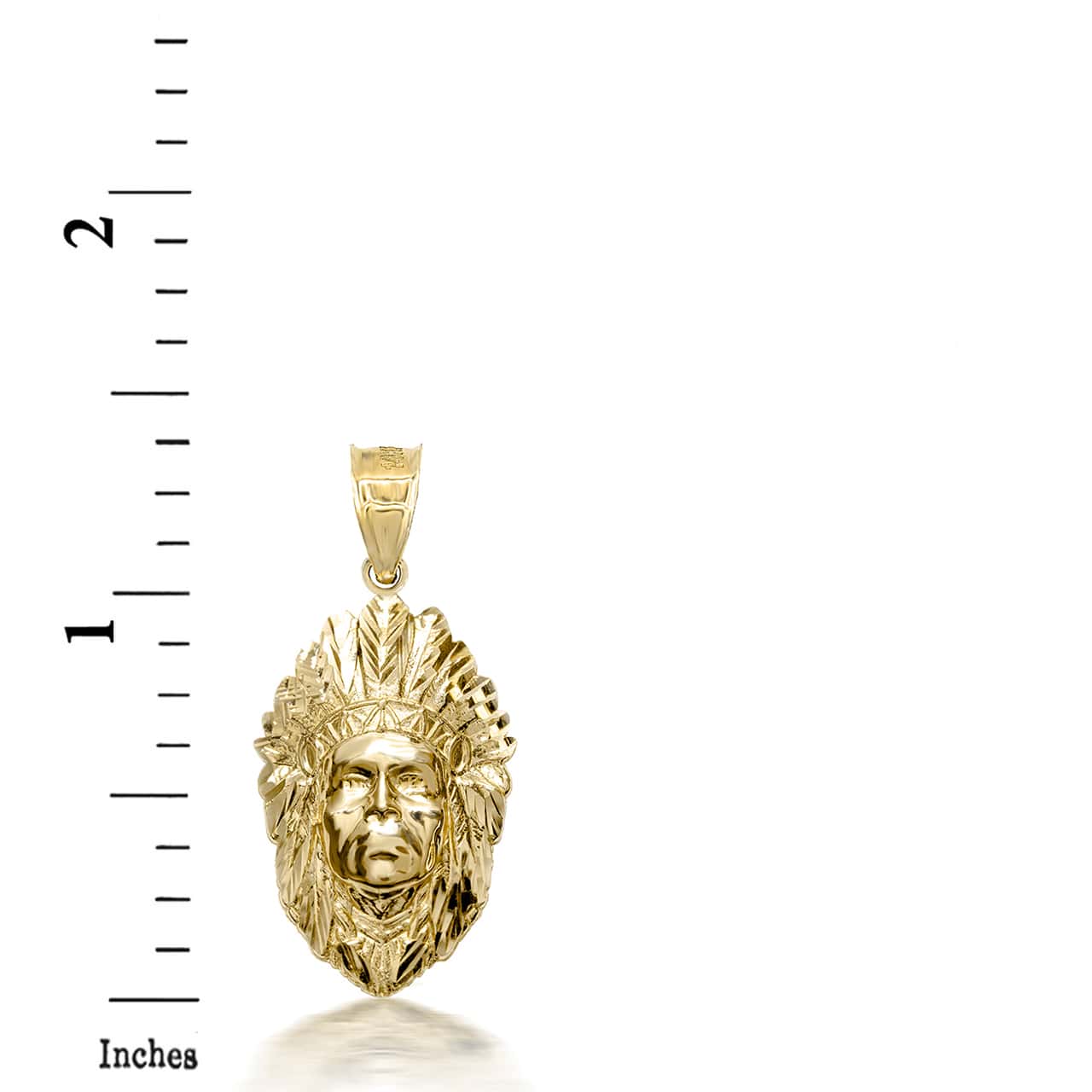 3D 10K/14K Gold Apache Pendant Necklace with Caged Back, view 4