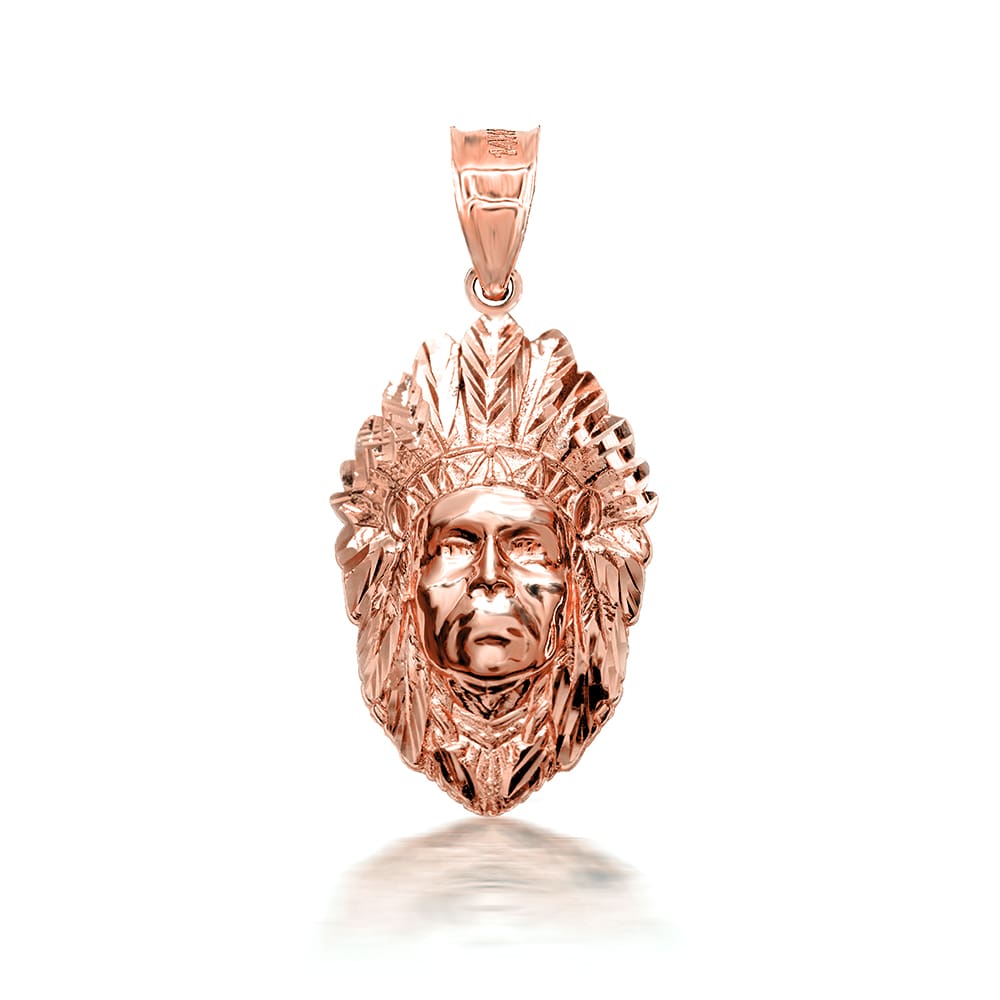 3D 10K/14K Gold Apache Pendant Necklace with Caged Back, view 6