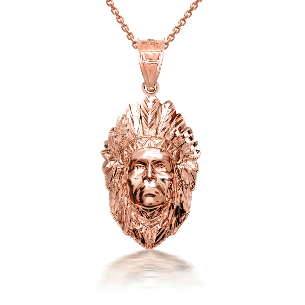 3D 10K/14K Gold Apache Pendant Necklace with Caged Back, view 8