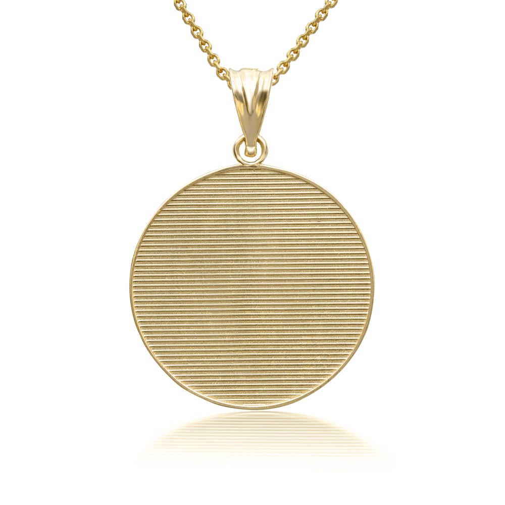 3D 10K/14K Solid Gold Saint Francis Protect Us Pendant Necklace, view 4
