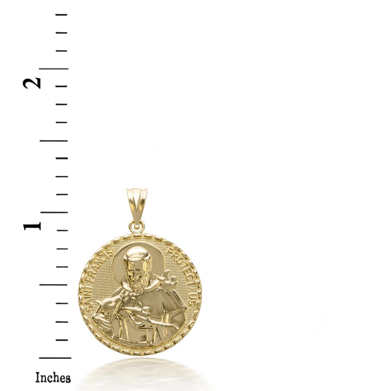 3D 10K/14K Solid Gold Saint Francis Protect Us Pendant Necklace, view 5