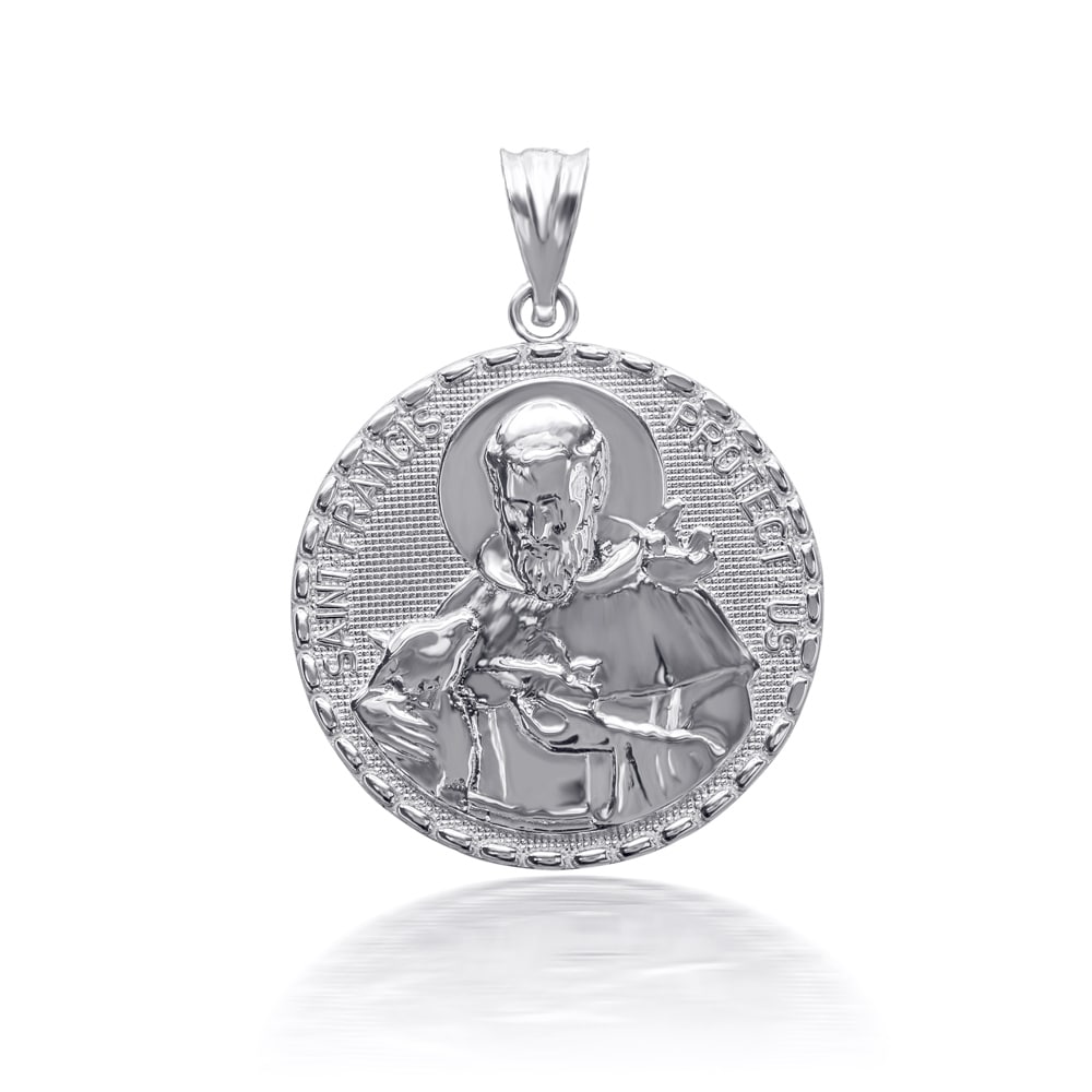 3D 10K/14K Solid Gold Saint Francis Protect Us Pendant Necklace, view 9
