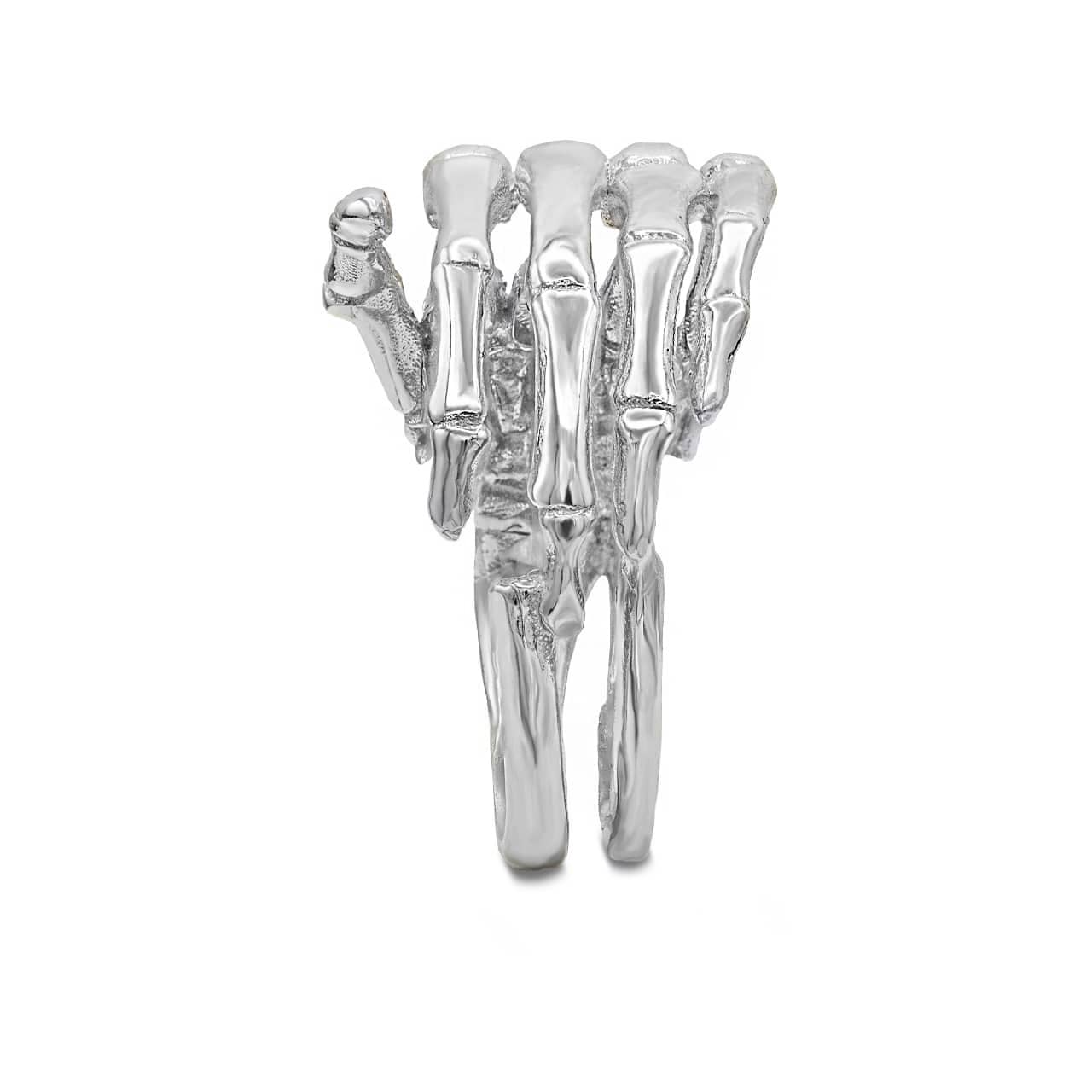 3D Hand Skeleton Ring in Sterling Silver, view 2