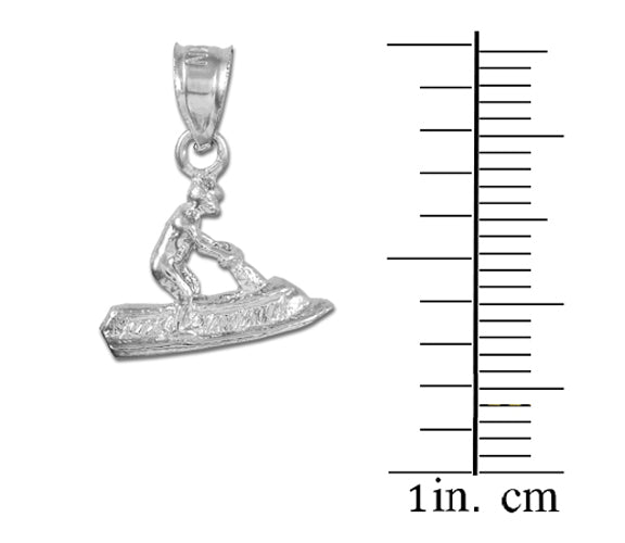 3D Jet Ski Silver Charm Necklace, view 3