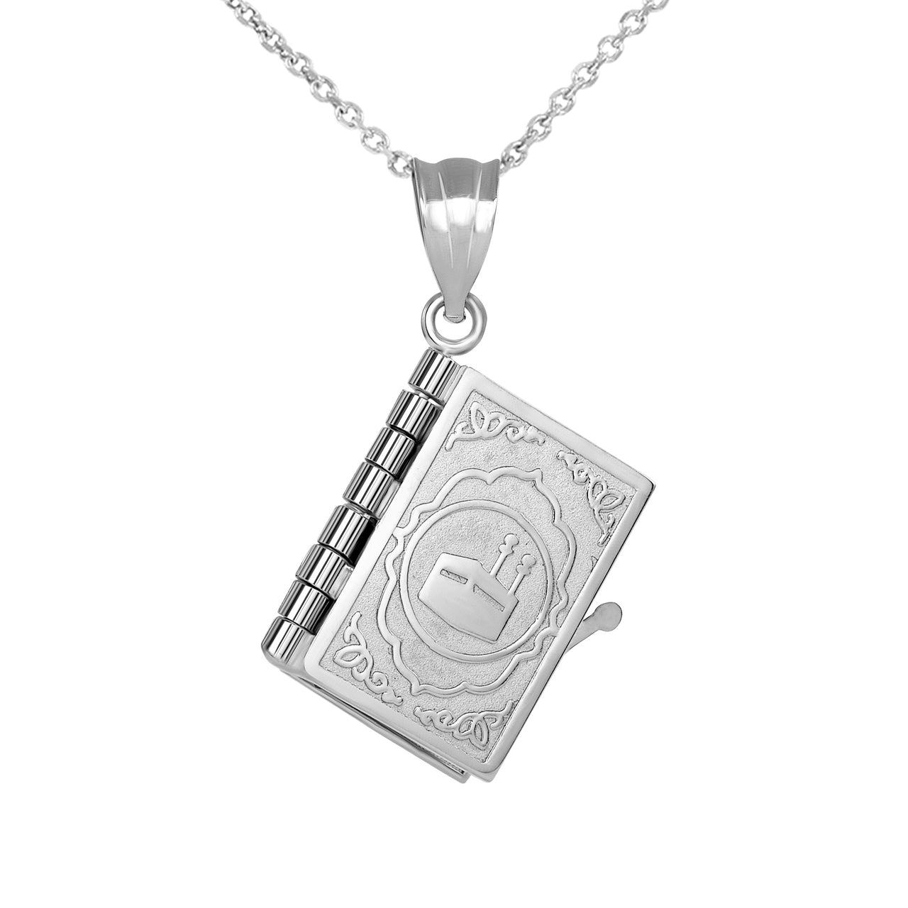 3D Moveable Koran Pendant Necklace in Sterling Silver