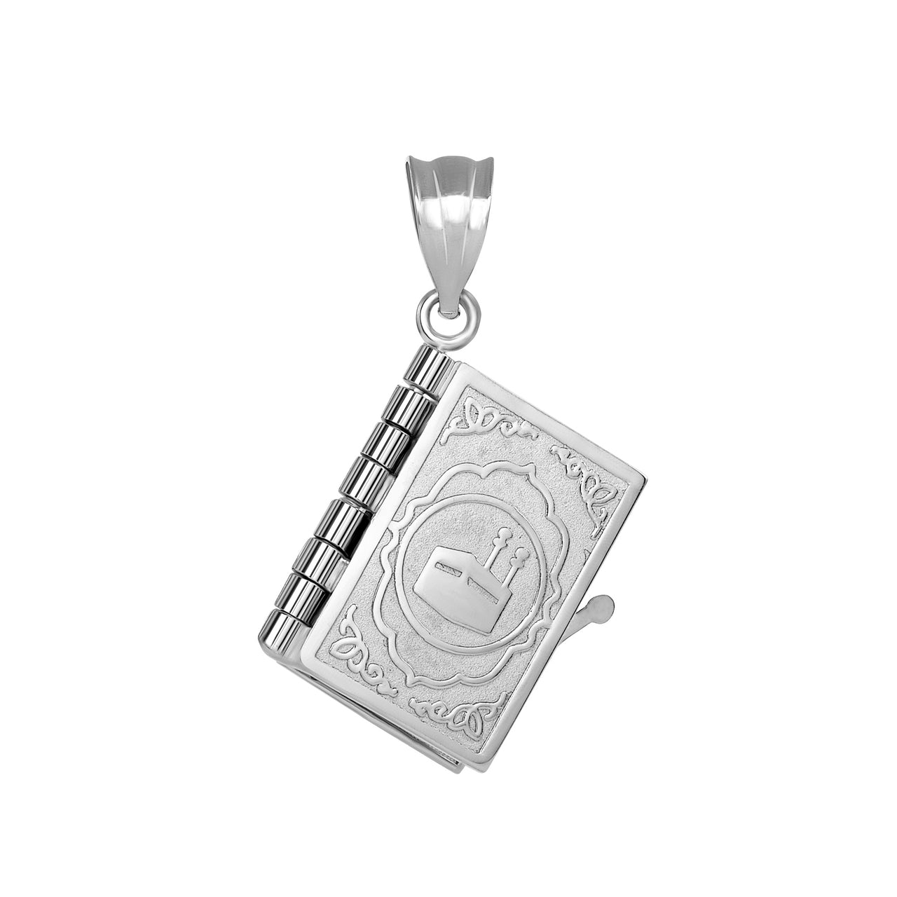 3D Moveable Koran Pendant Necklace in Sterling Silver, view 3