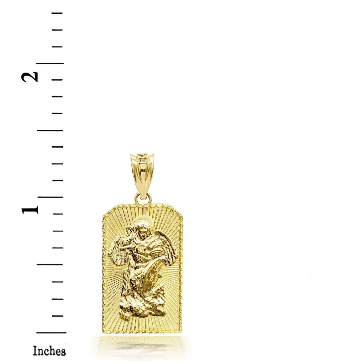 3D Solid Gold 10K/14K Saint Michael Archangel Pendant Necklace, view 4