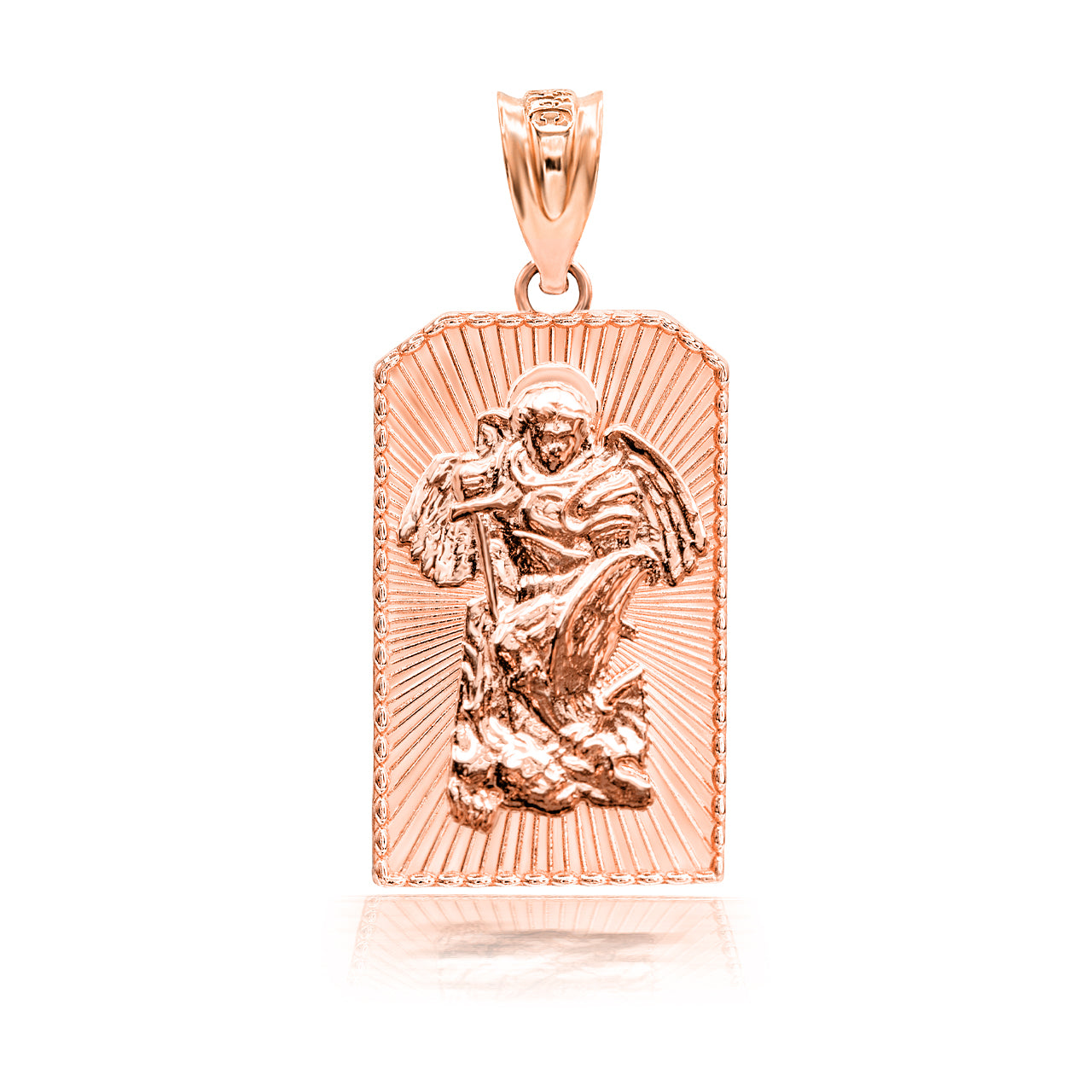 3D Solid Gold 10K/14K Saint Michael Archangel Pendant Necklace, view 6