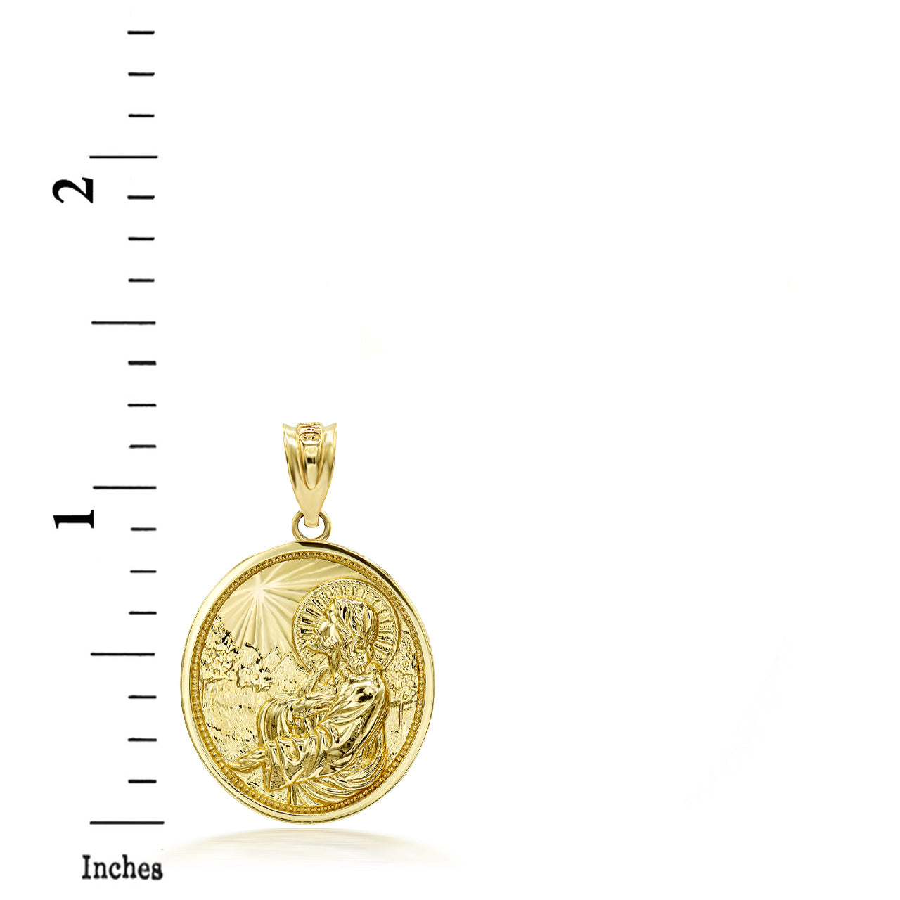 3D Solid Gold Jesus Christ Sermon On The Mount Pendant Necklace, view 4