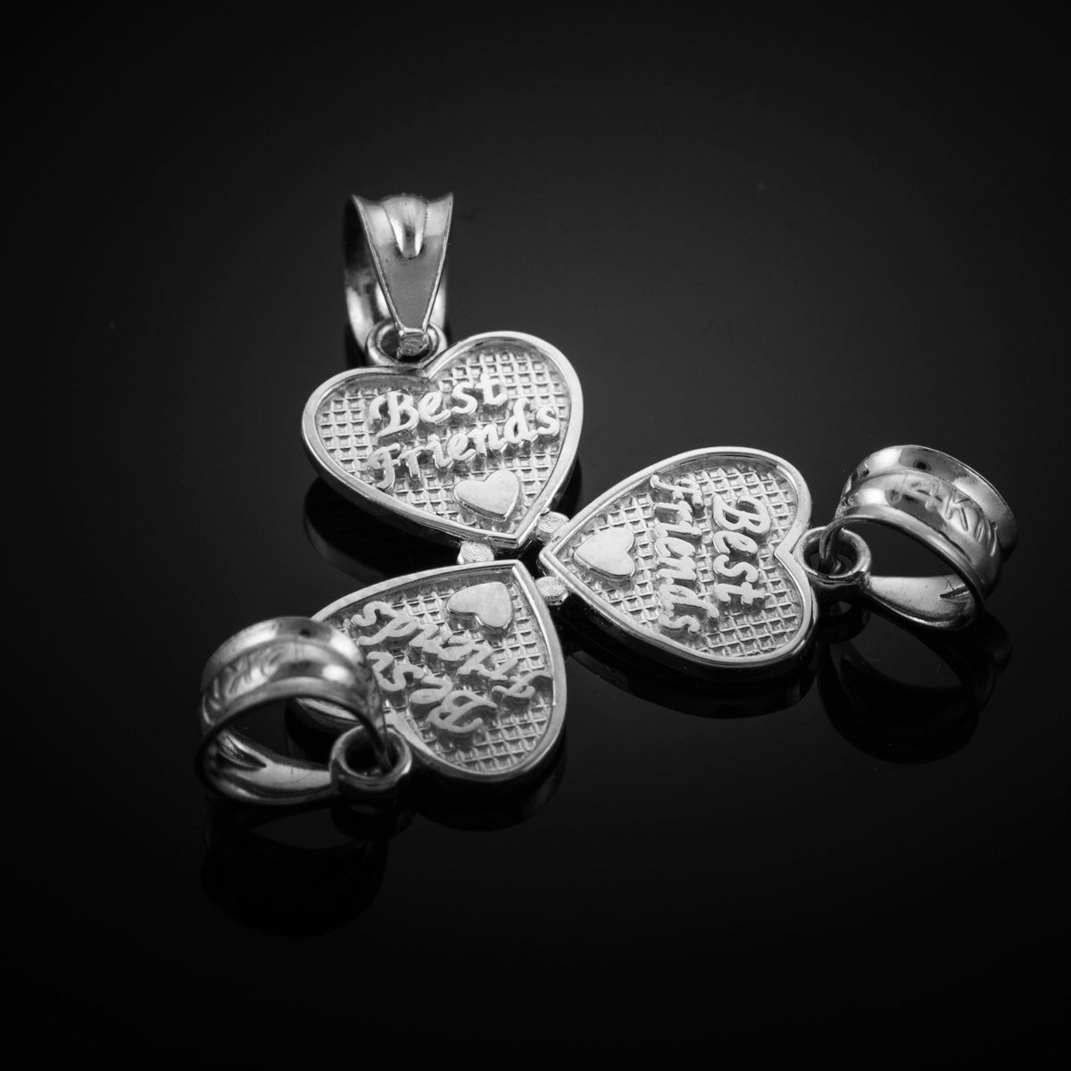 3pc Sterling Silver 'Best Friends' Heart Charm Set, view 3