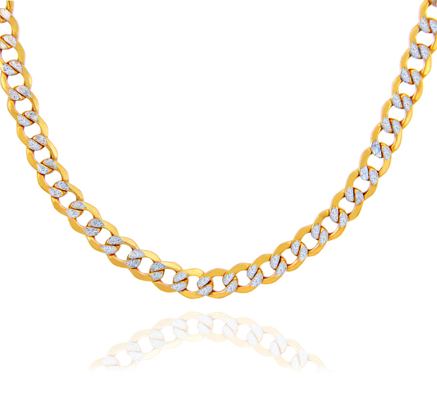 4.78 mm Hollow Cuban Pave 10K Gold Chain