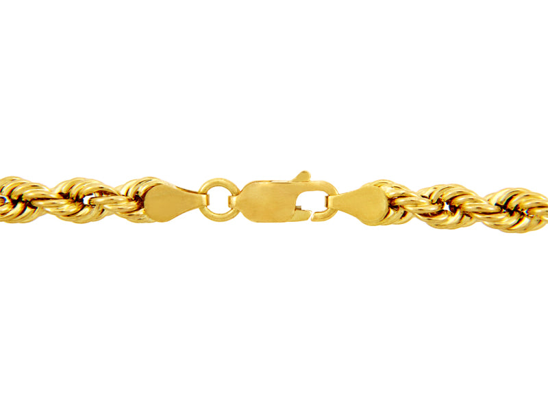 5 mm 10K Gold Diamond Cut Hollow Rope Twisted Chain Link Necklace, view 2