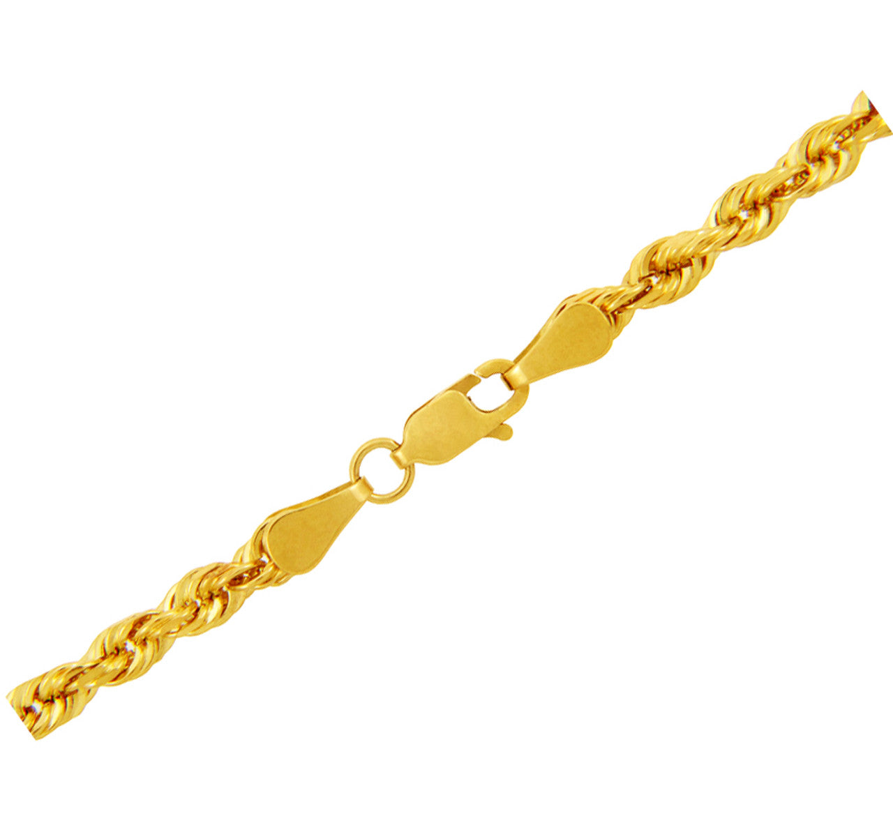 5 mm Gold Diamond Cut Rope Twisted Solid Chain Link Necklace, view 2