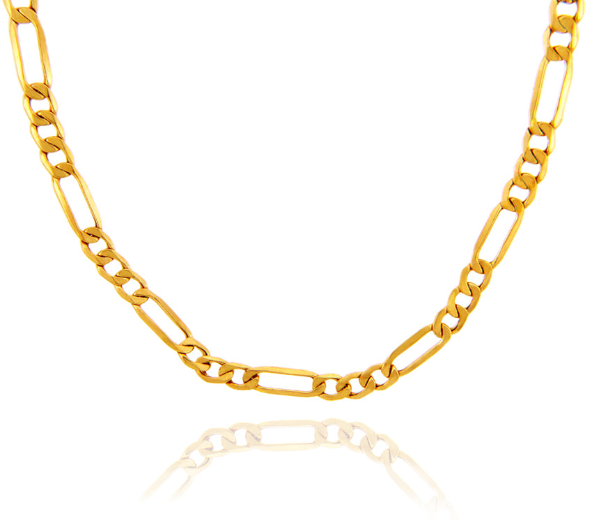 5 mm Hollow 10K Gold Figaro Chain Link Necklace