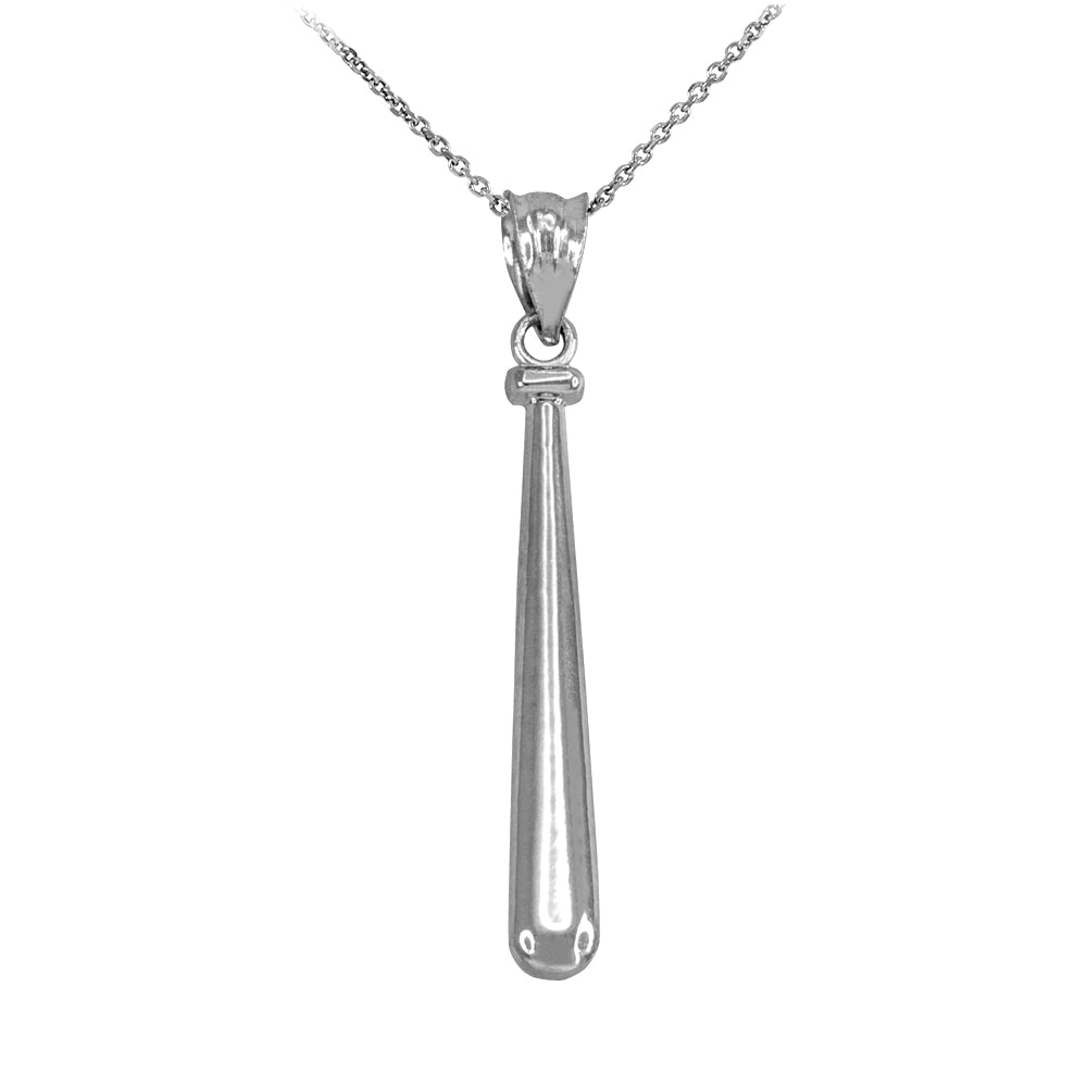 925 Polished Sterling Silver Baseball Pendant Necklace