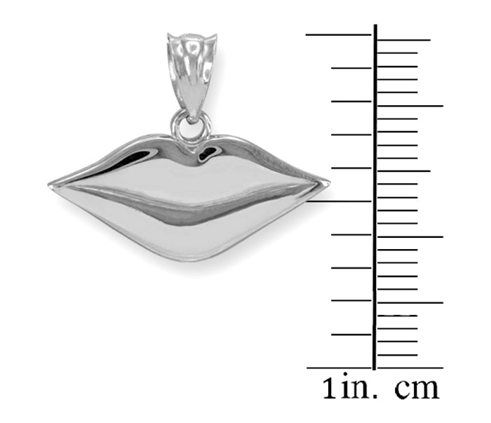 925 Polished Sterling Silver Lips Charm Necklace, view 2