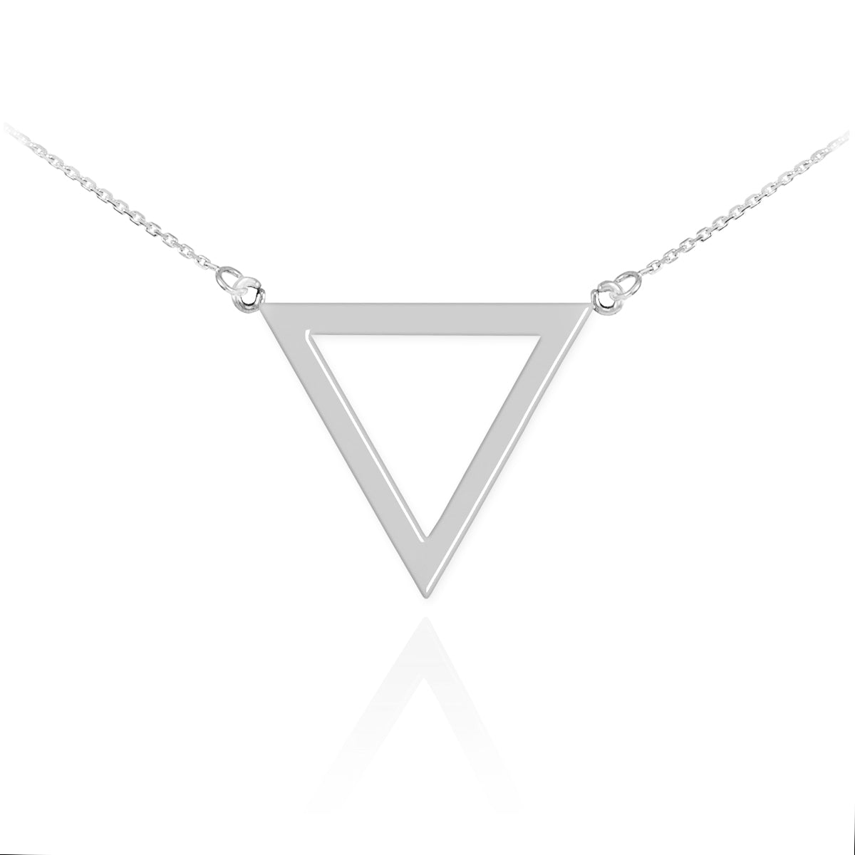 925 Polished Sterling Silver Triangle Shaped Necklace