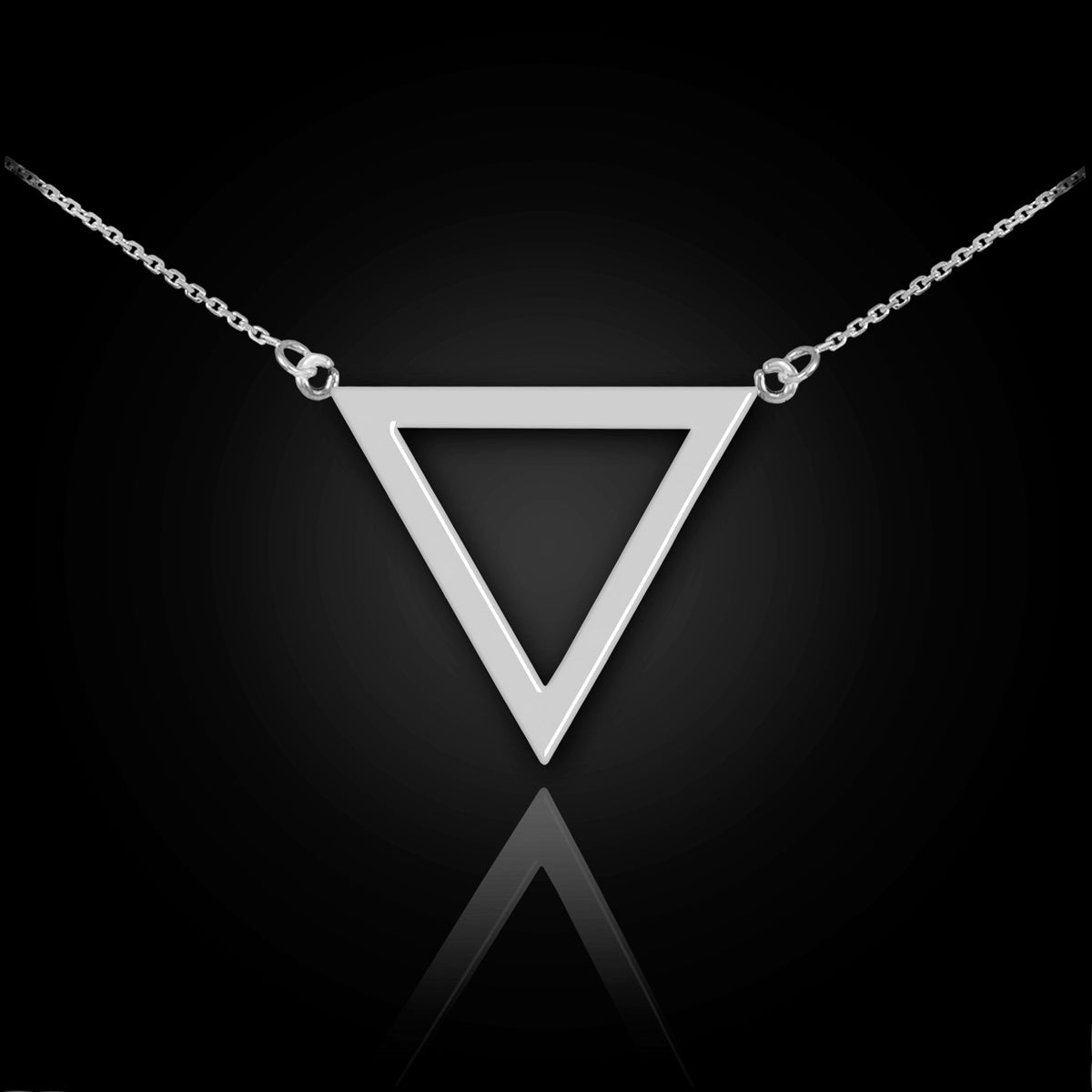 925 Polished Sterling Silver Triangle Shaped Necklace, view 2