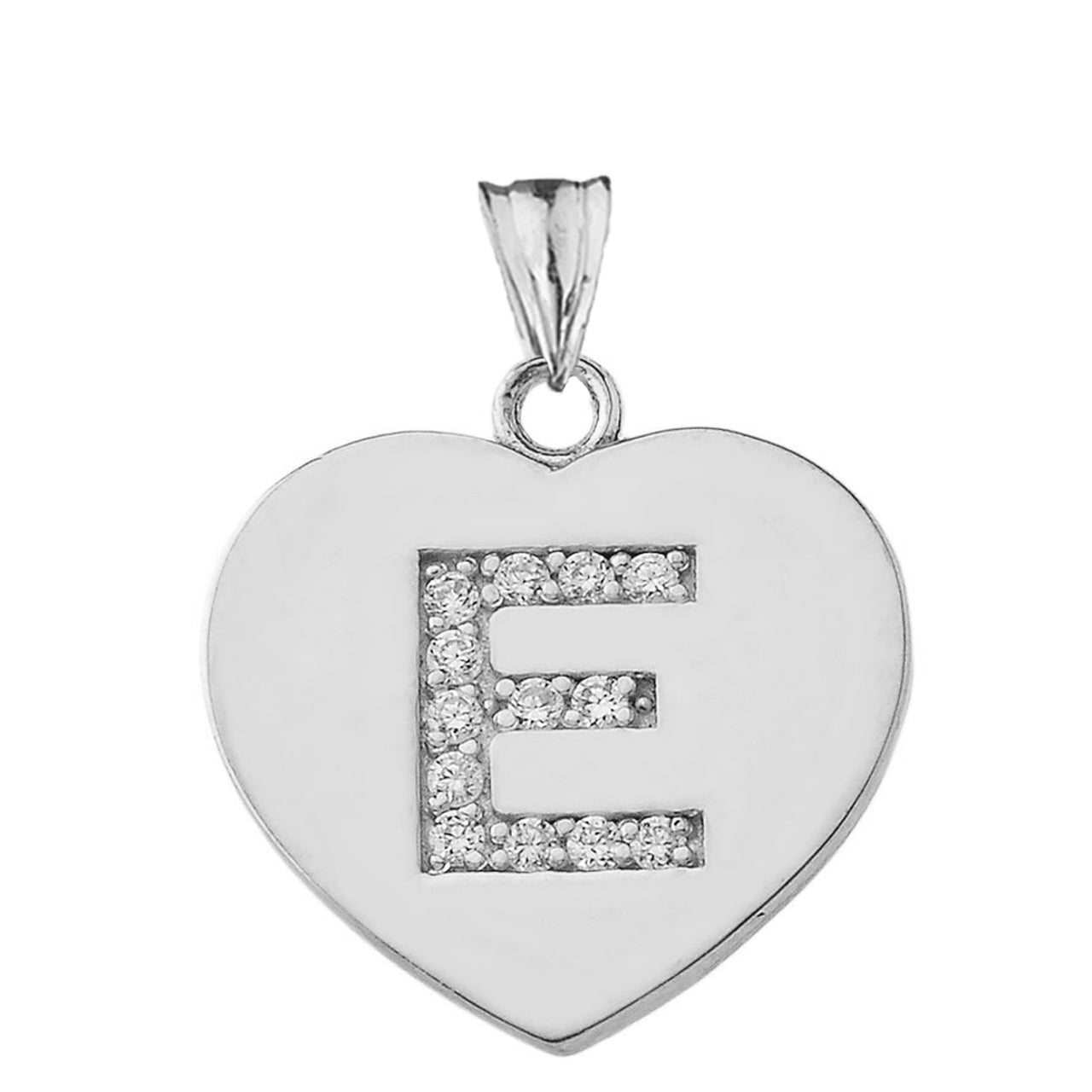 A-Z Heart Diamond Initial Pendant Necklace in Sterling Silver, view 10