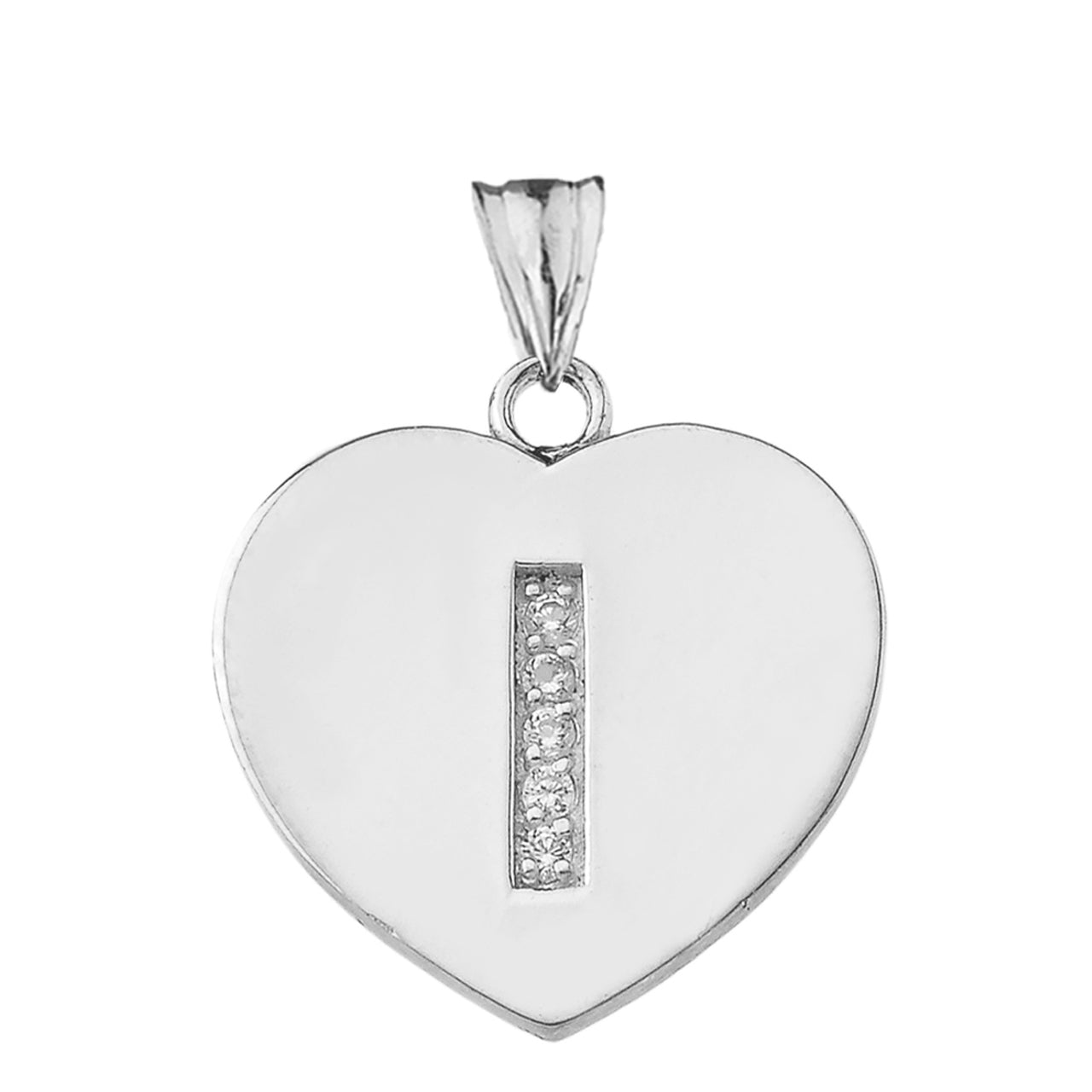 A-Z Heart Diamond Initial Pendant Necklace in Sterling Silver, view 18