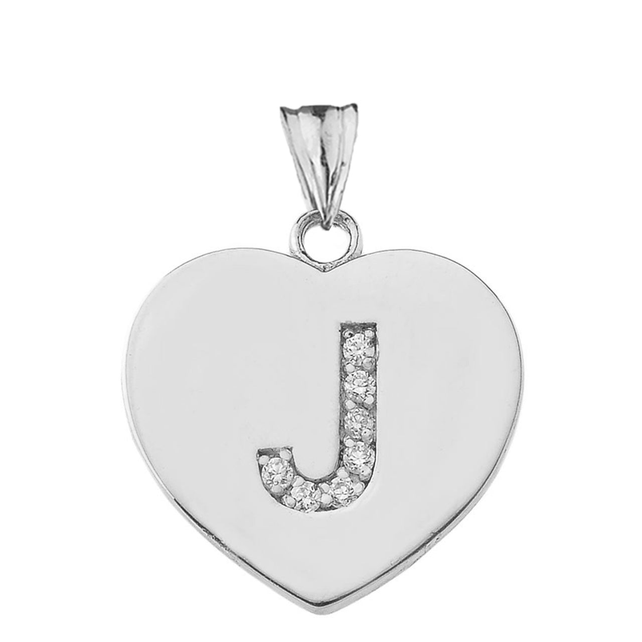 A-Z Heart Diamond Initial Pendant Necklace in Sterling Silver, view 20