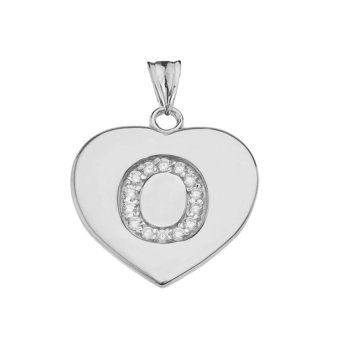 A-Z Heart Diamond Initial Pendant Necklace in Sterling Silver, view 30