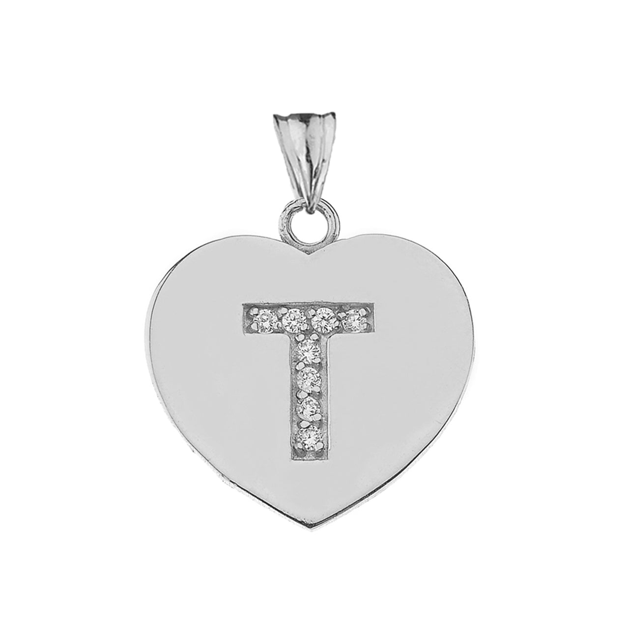 A-Z Heart Diamond Initial Pendant Necklace in Sterling Silver, view 40