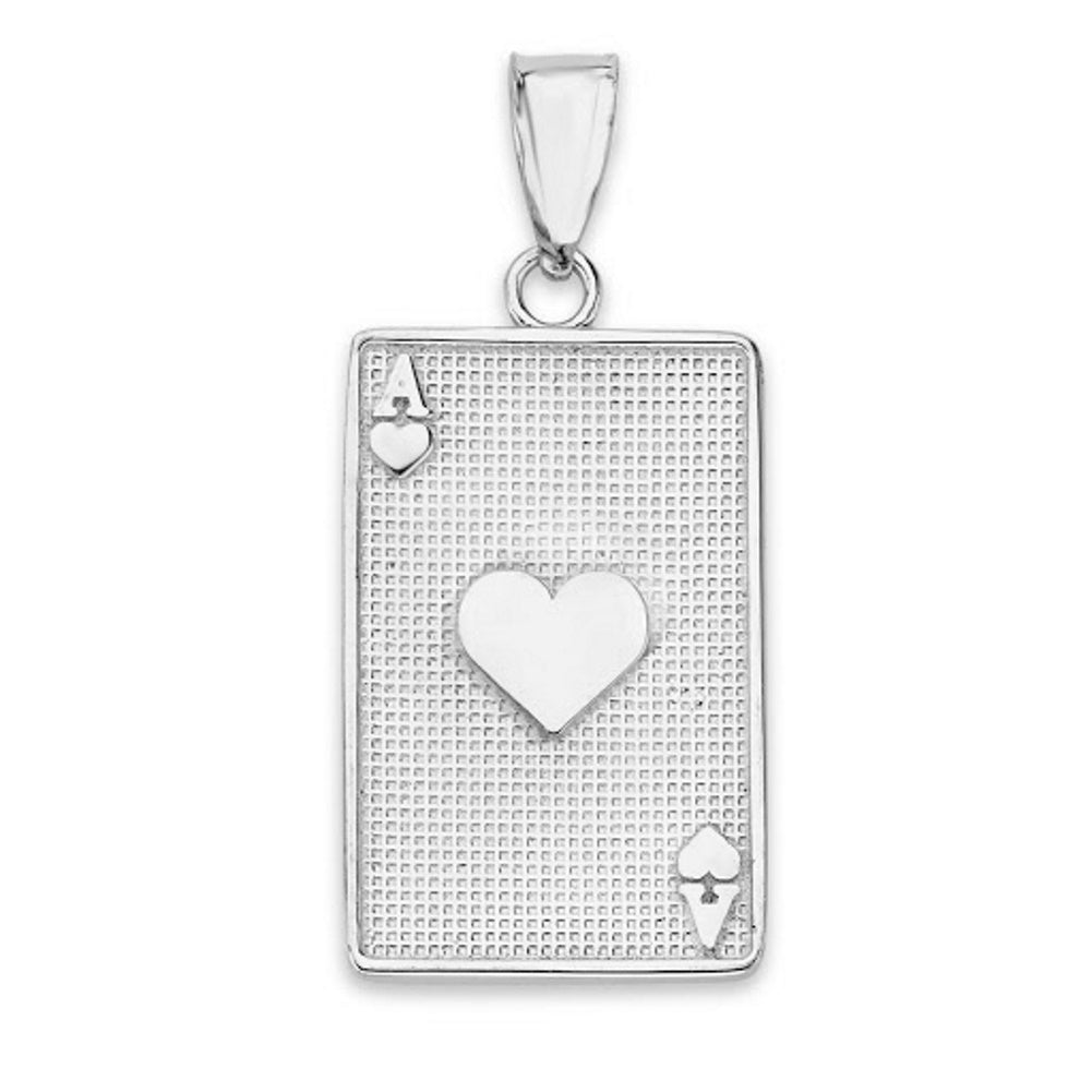 Ace of Hearts Card Pendant Necklace in Sterling Silver, view 2
