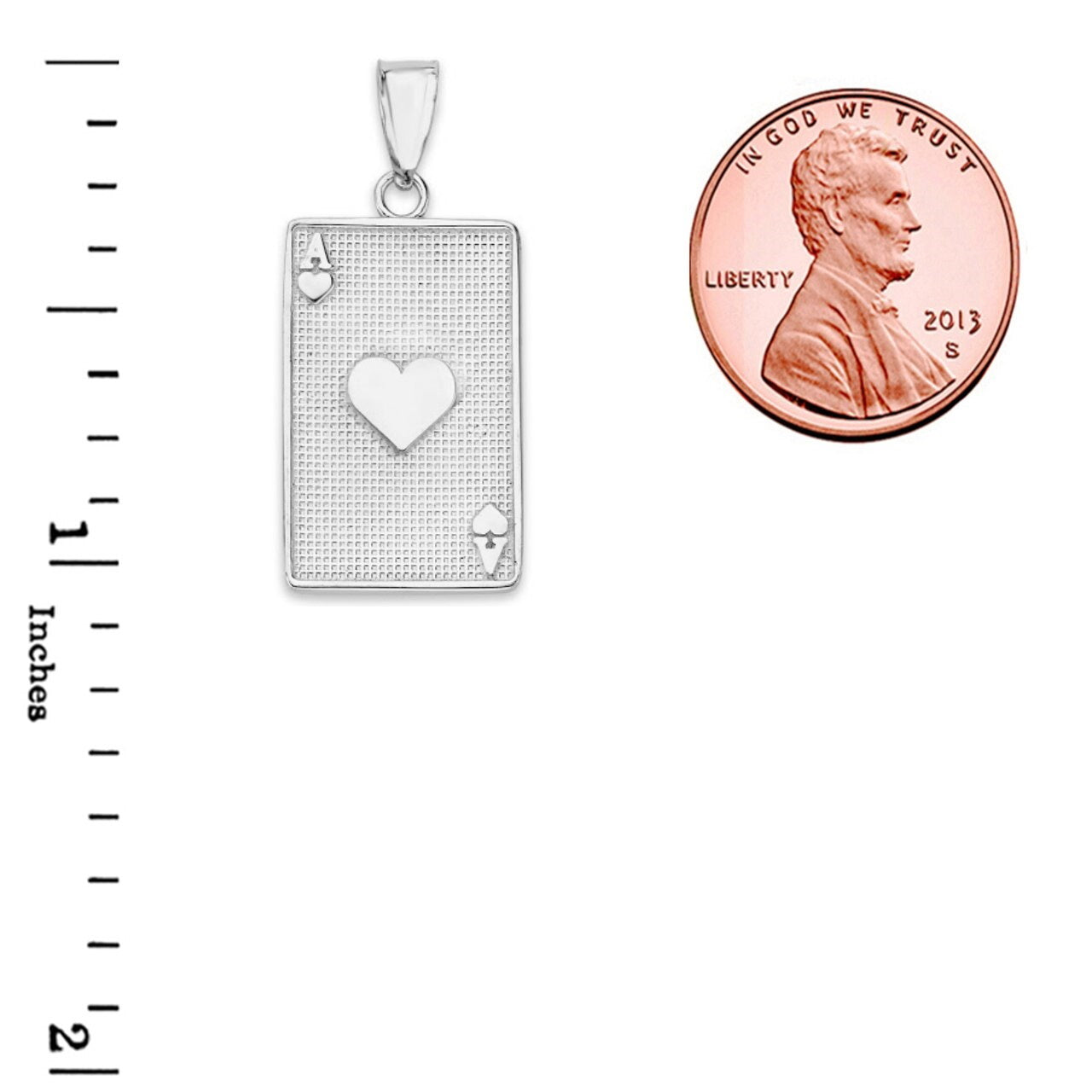 Ace of Hearts Card Pendant Necklace in Sterling Silver, view 3