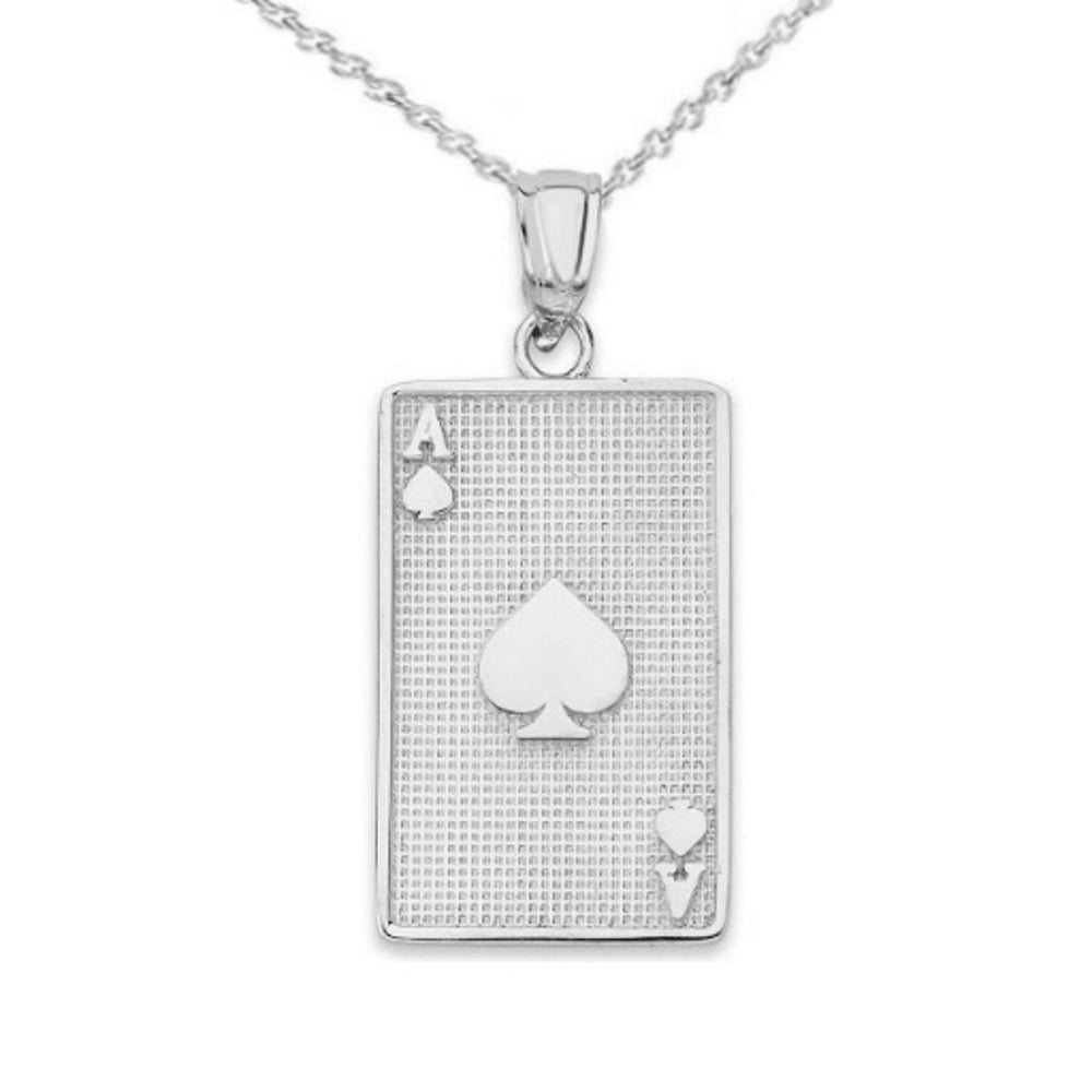 Ace of Spades Card Pendant Necklace in Sterling Silver