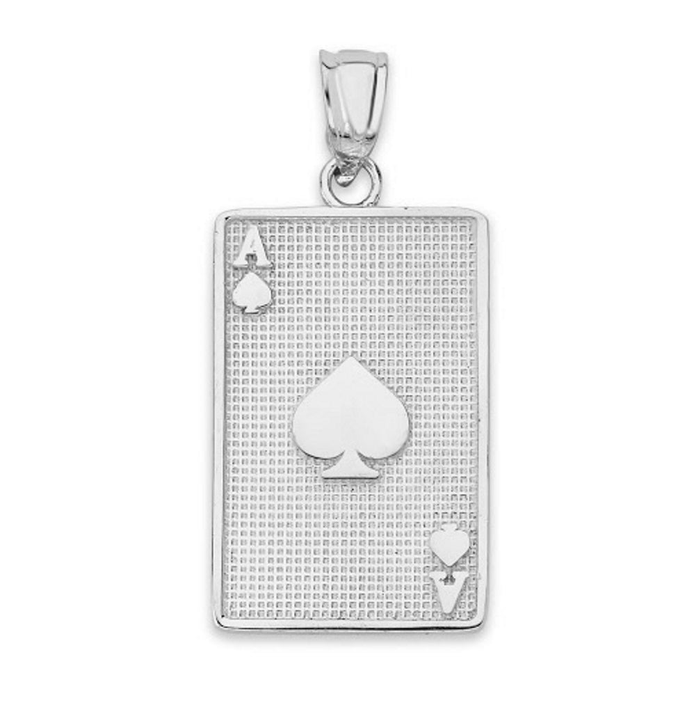 Ace of Spades Card Pendant Necklace in Sterling Silver, view 2