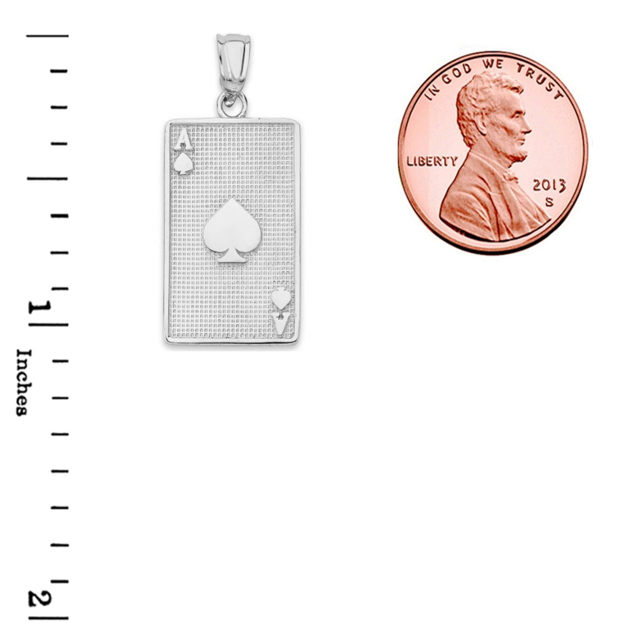 Ace of Spades Card Pendant Necklace in Sterling Silver, view 3