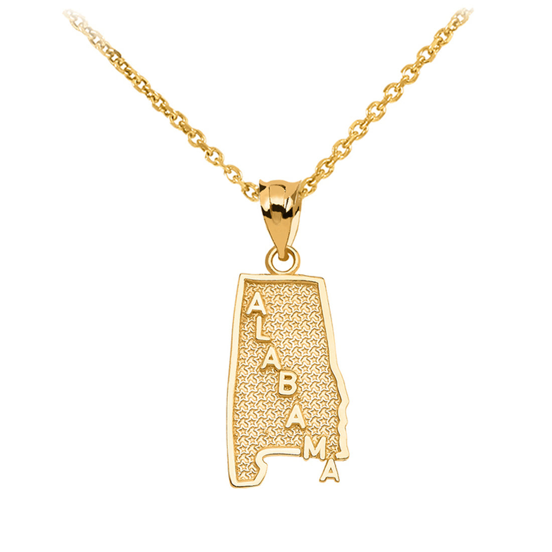 Alabama State Map Gold Pendant Necklace