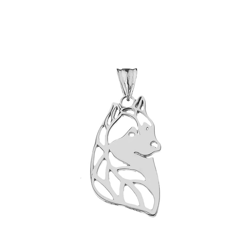 Alaskan Husky Cutout Silhouette Pendant Necklace In Sterling Silver, view 2