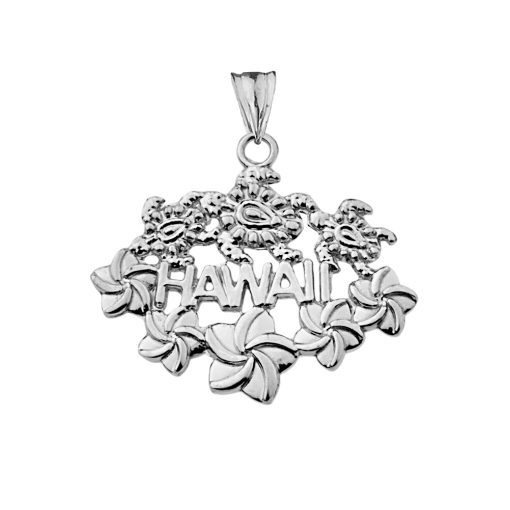 Aloha State Hawaii Pendant Necklace in Sterling Silver, view 2