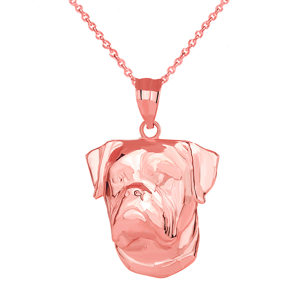 American Bulldog Head Pendant Necklace in Gold, view 4