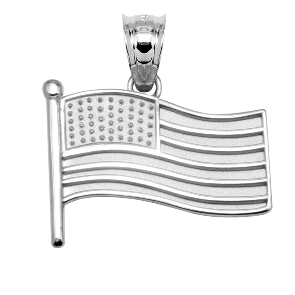 American Flag Silver Charm Pendant Necklace, view 2