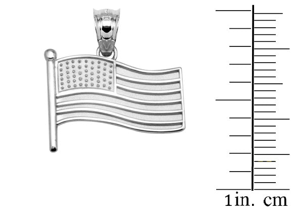 American Flag Silver Charm Pendant Necklace, view 3