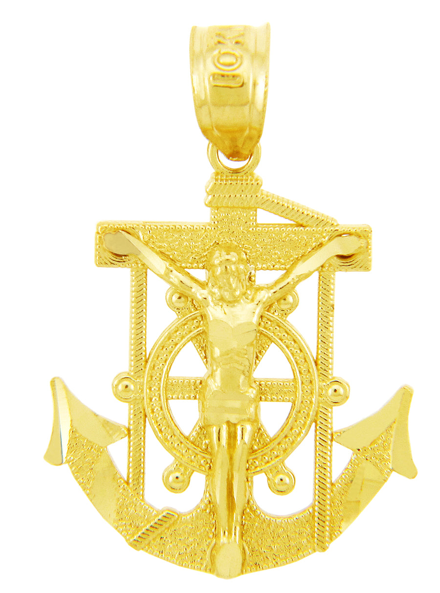 Anchored Mariners Cross Gold Pendant