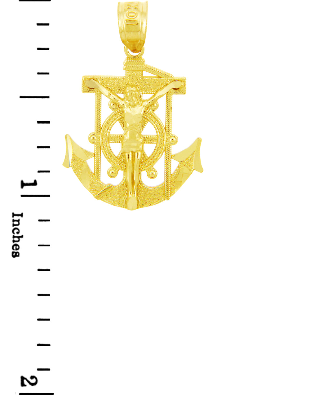 Anchored Mariners Cross Gold Pendant, view 2
