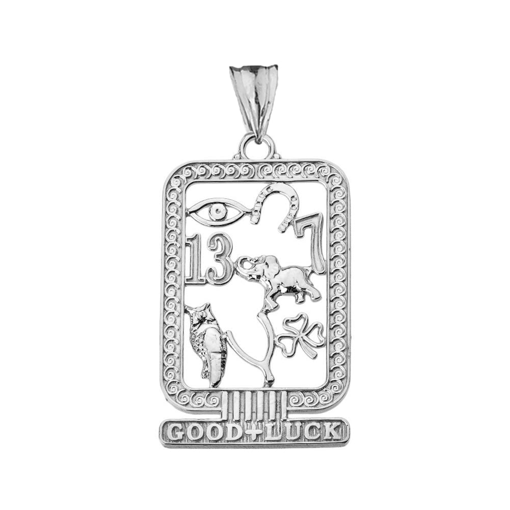 Ancient Egyptian Good Luck Cartouche Pendant Necklace in Sterling Silver, view 2