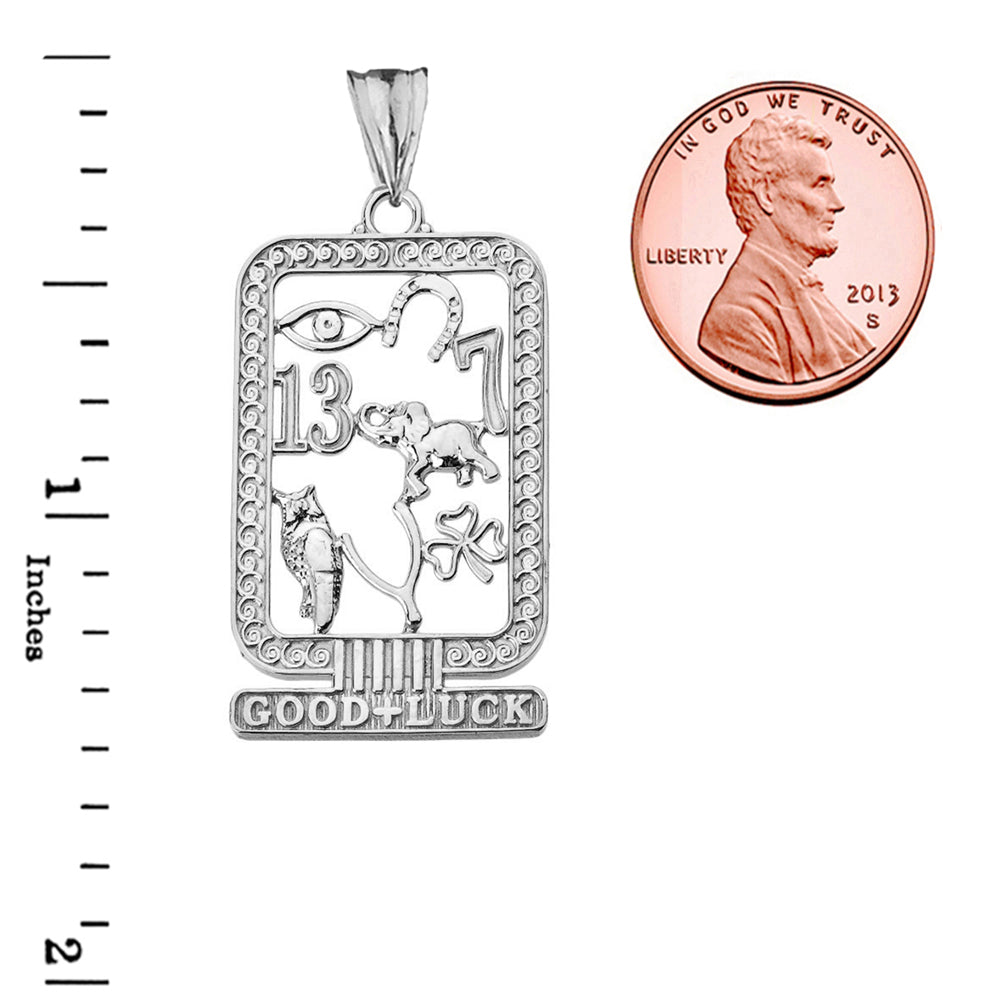 Ancient Egyptian Good Luck Cartouche Pendant Necklace in Sterling Silver, view 3