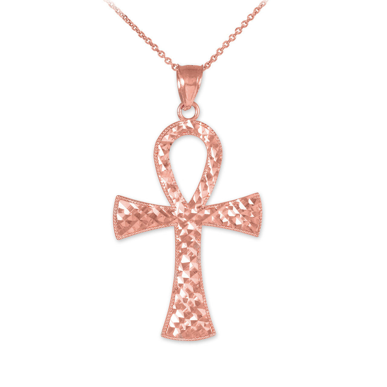 Ankh Cross Gold Pendant Necklace, view 6