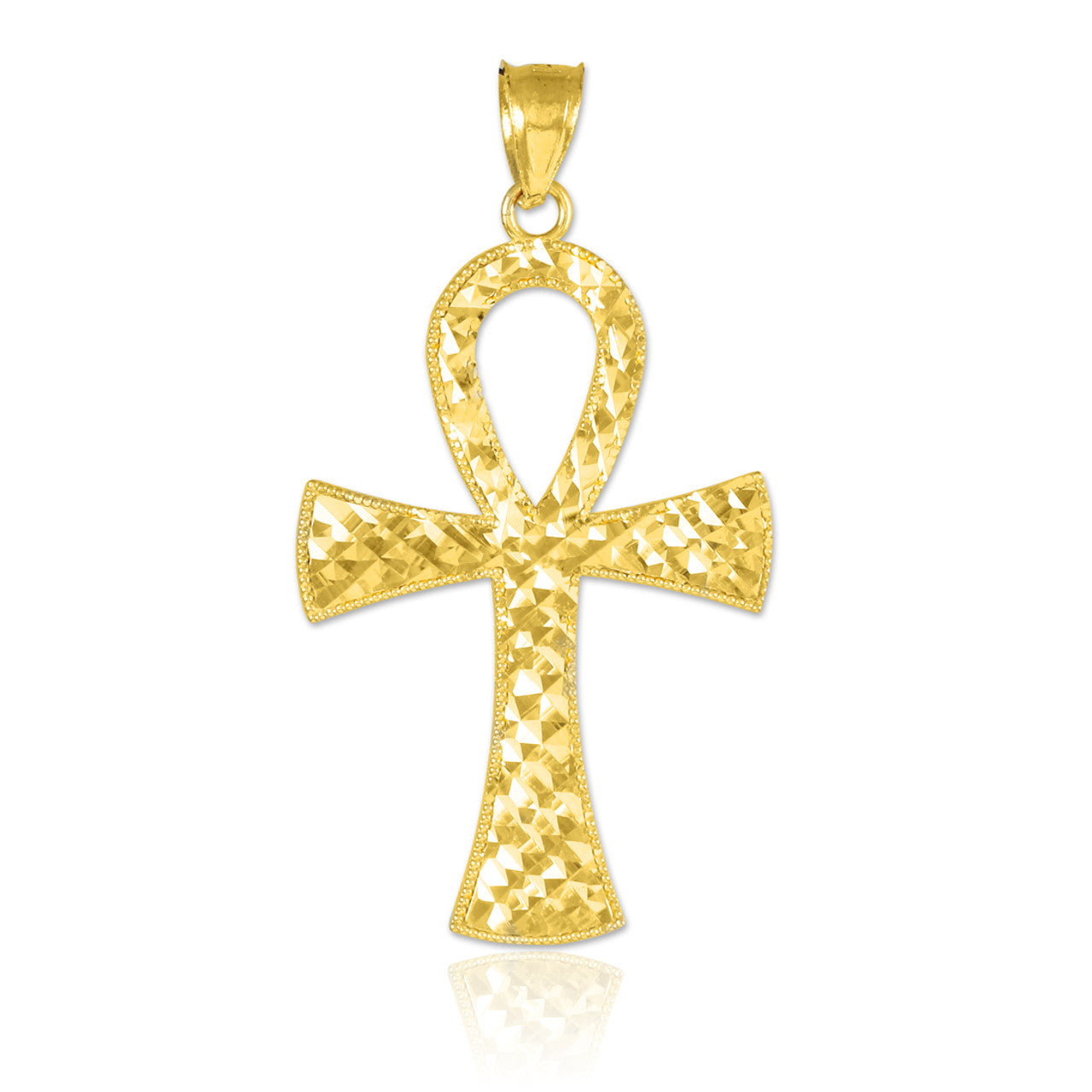 Ankh Cross Gold Pendant Necklace, view 7