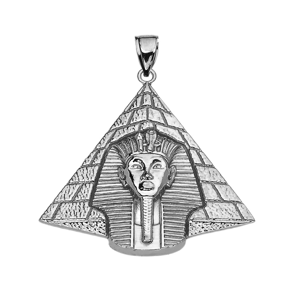 Antique Vintage Style Sterling Silver Egyptian Pyramid King Tut (Tutankhamun) Pendant Necklace, view 2