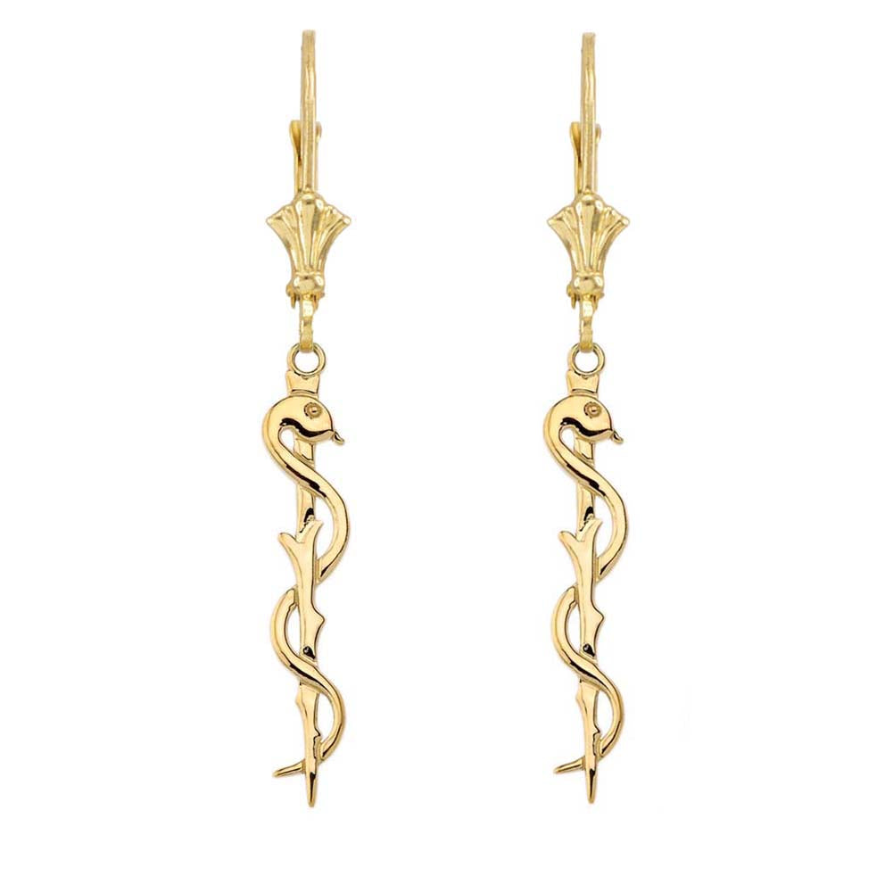 Asclepius Medicine Symbol Earrings