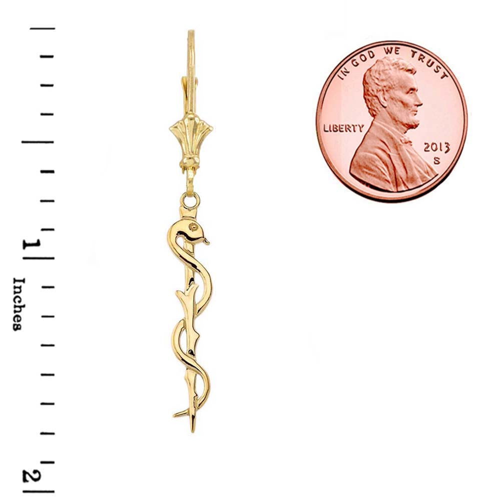 Asclepius Medicine Symbol Earrings, view 2