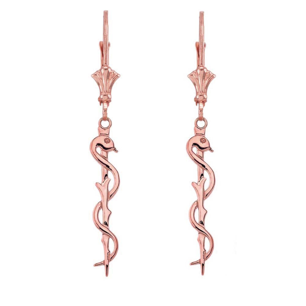 Asclepius Medicine Symbol Earrings, view 3