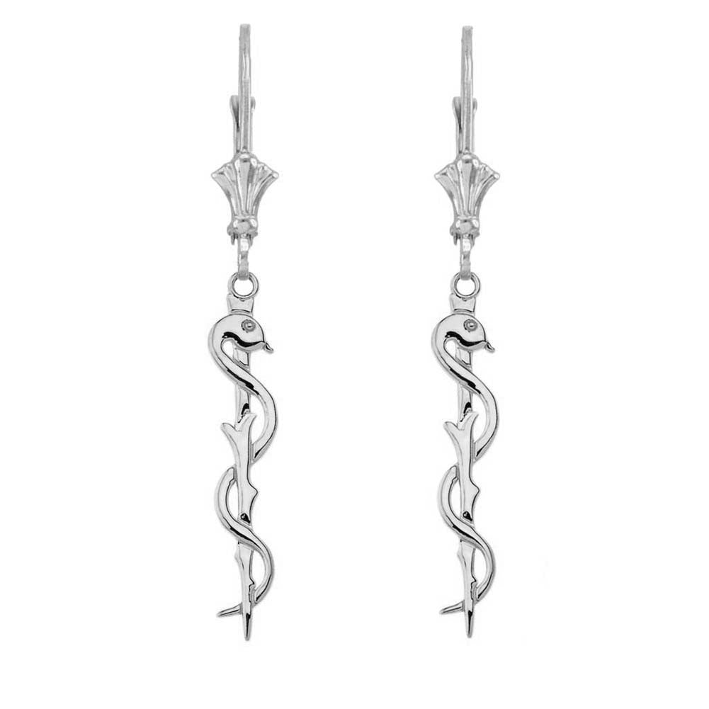 Asclepius Medicine Symbol Earrings, view 4